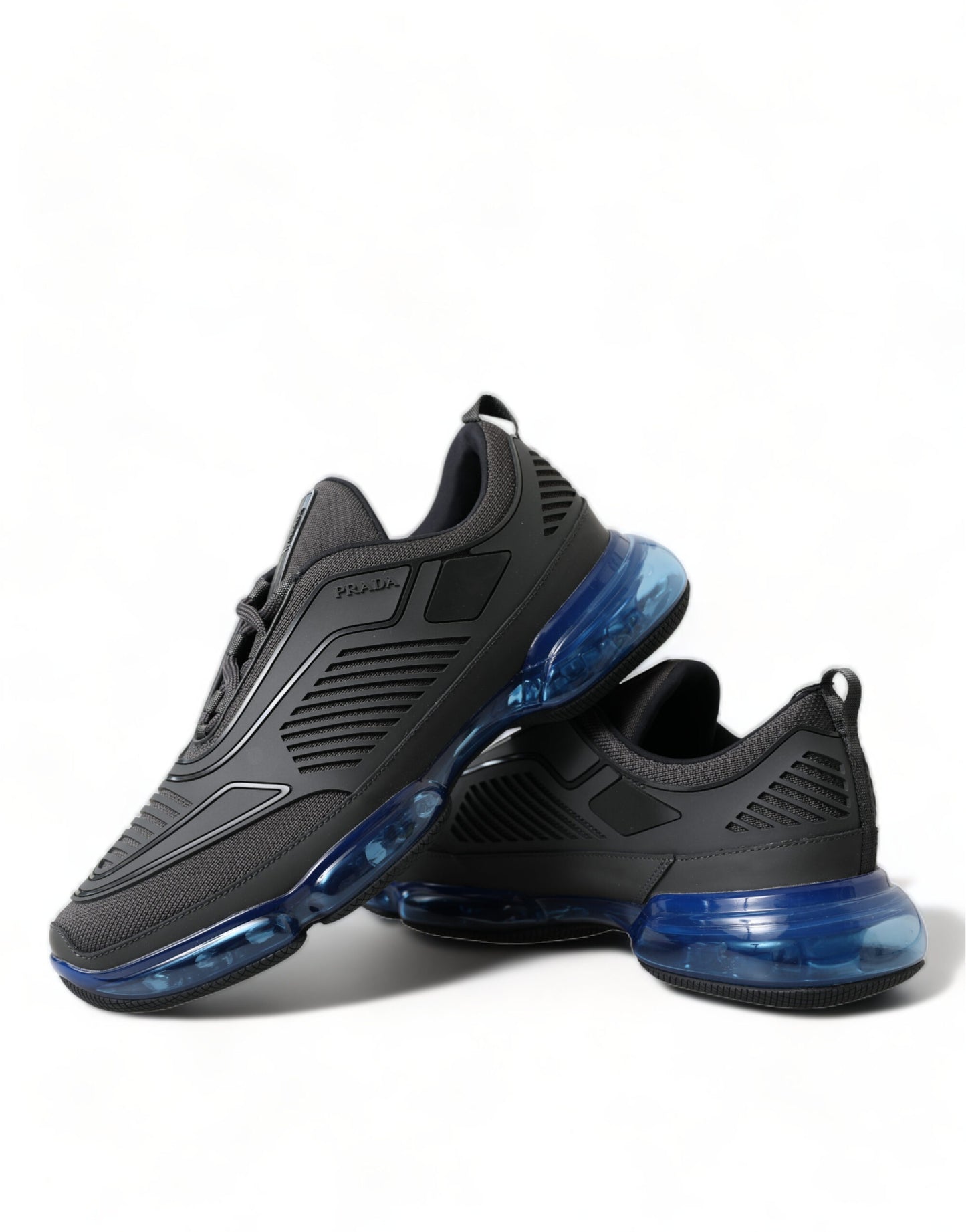 Prada Schwarz Blau Gummi Strick Slip On Low Top Sneakers Schuhe