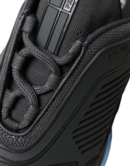 Prada Schwarz Blau Gummi Strick Slip On Low Top Sneakers Schuhe