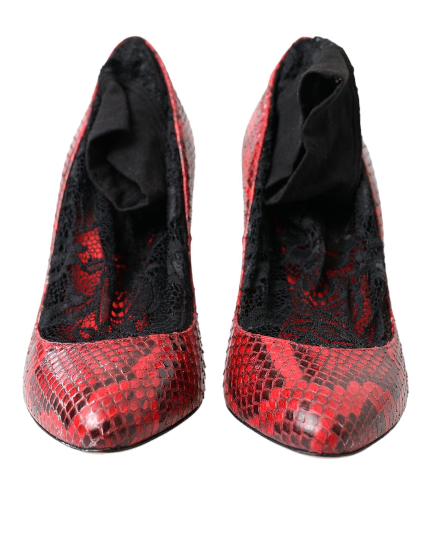 Dolce &amp; Gabbana Rote Ayers Leder Spitzensocken Pumps Schuhe