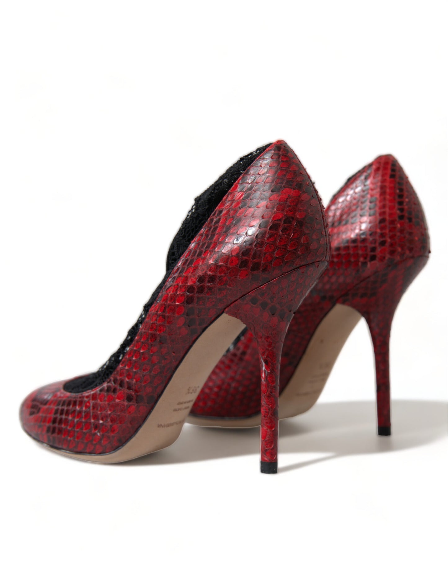 Dolce &amp; Gabbana Rote Ayers Leder Spitzensocken Pumps Schuhe