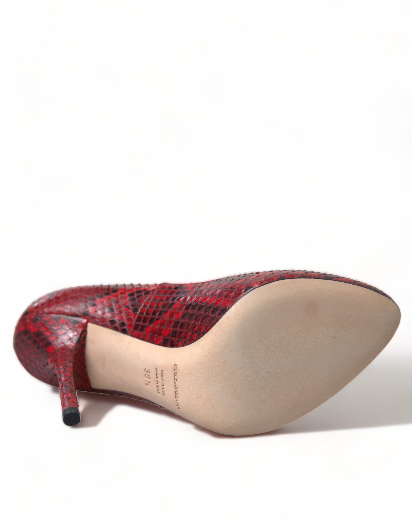 Dolce &amp; Gabbana Rote Ayers Leder Spitzensocken Pumps Schuhe