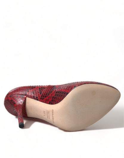 Dolce &amp; Gabbana Rote Ayers Leder Spitzensocken Pumps Schuhe