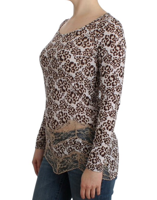 Cavalli Brown long-sleeved lace top