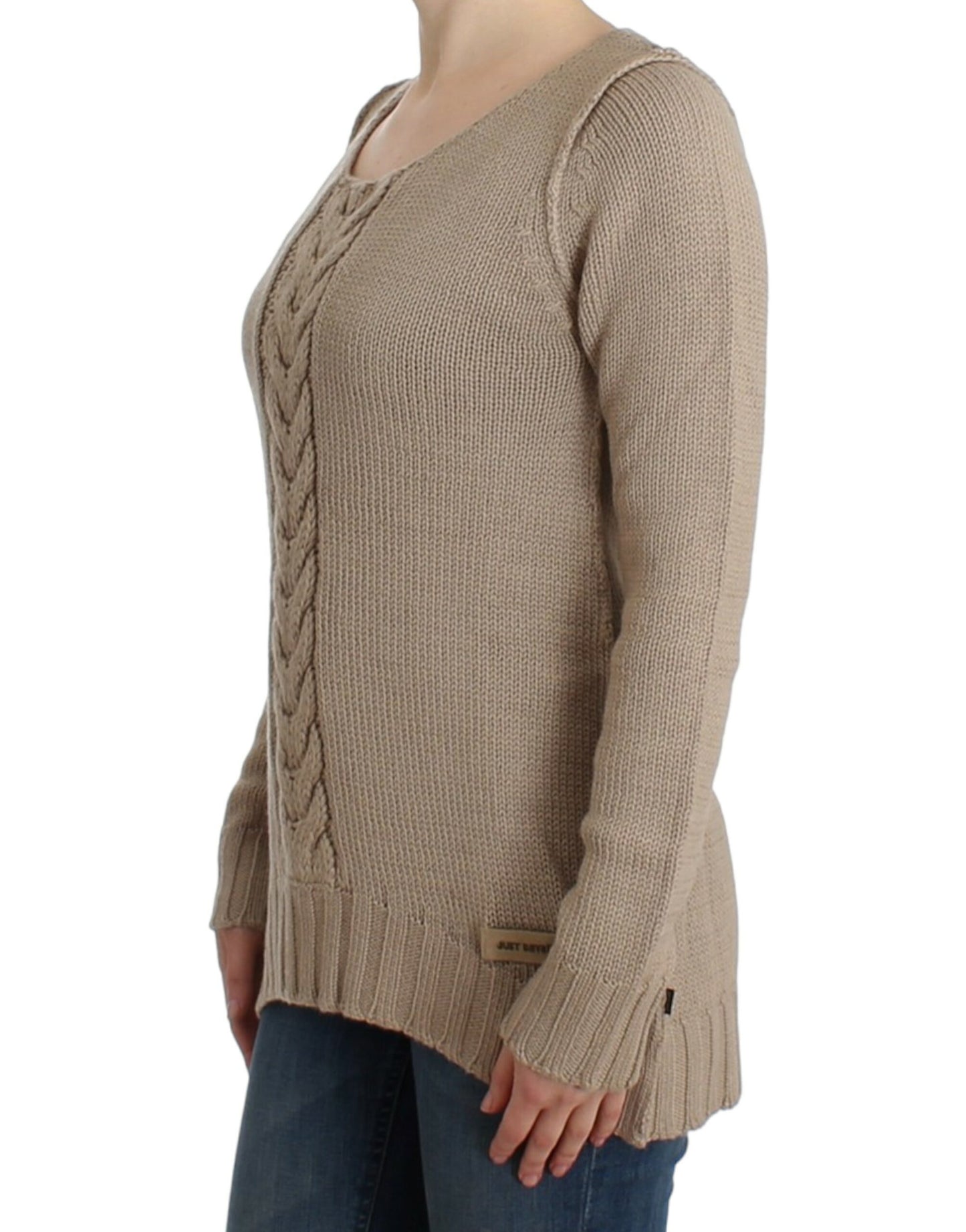 Cavalli Beigefarbener Strickpullover aus Wolle