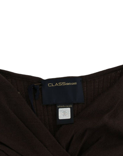 Cavalli Brauner gestrickter Wollpullover
