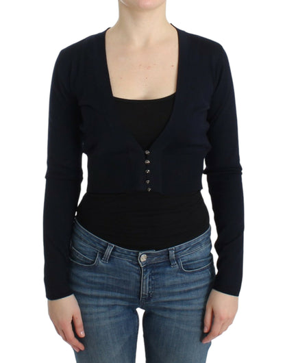 Cavalli Schwarze kurze Wollstrickjacke