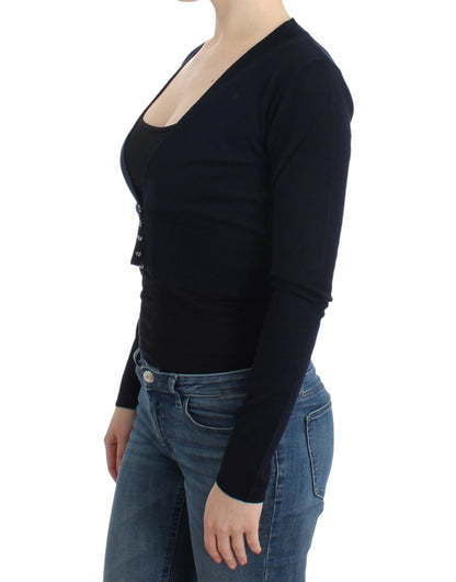 Cavalli Schwarze kurze Wollstrickjacke
