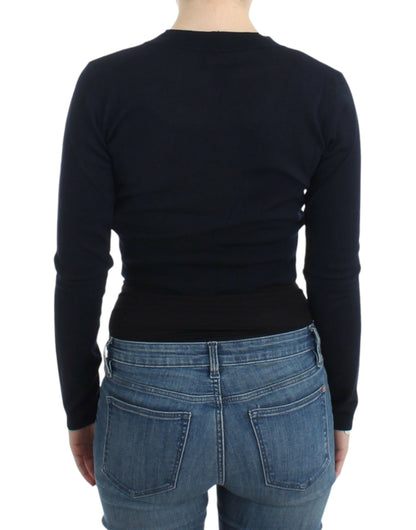 Cavalli Schwarze kurze Wollstrickjacke