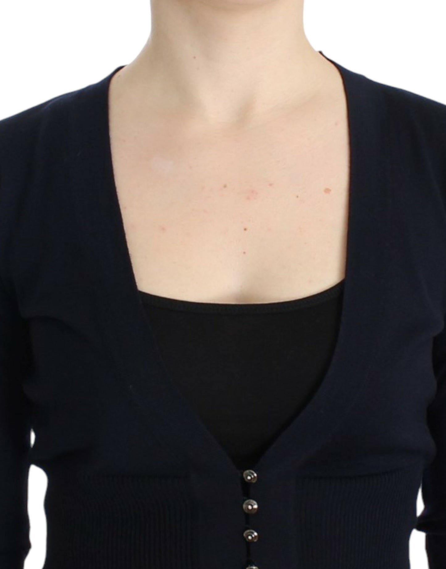 Cavalli Schwarze kurze Wollstrickjacke
