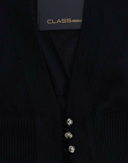 Cavalli Schwarze kurze Wollstrickjacke