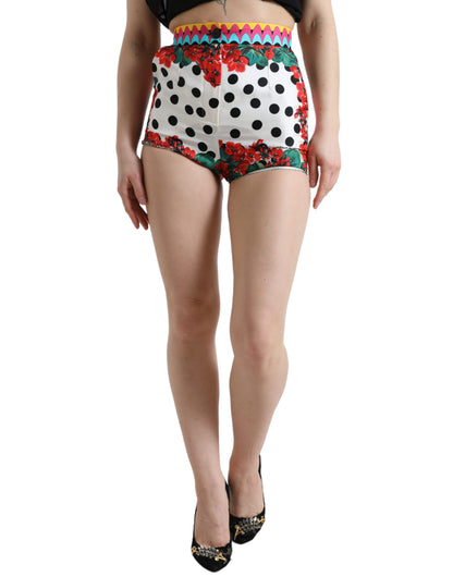 Dolce &amp; Gabbana Multicolor Floral Polka Dot Hot Pants Shorts