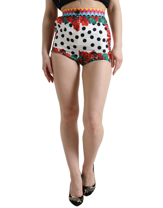 Dolce &amp; Gabbana Multicolor Floral Polka Dot Hot Pants Shorts