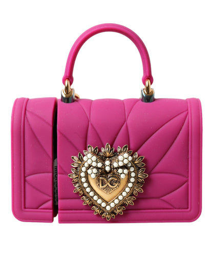 Dolce &amp; Gabbana Pink Silicone Devotion Heart Bag Gold Chain Airpods Case