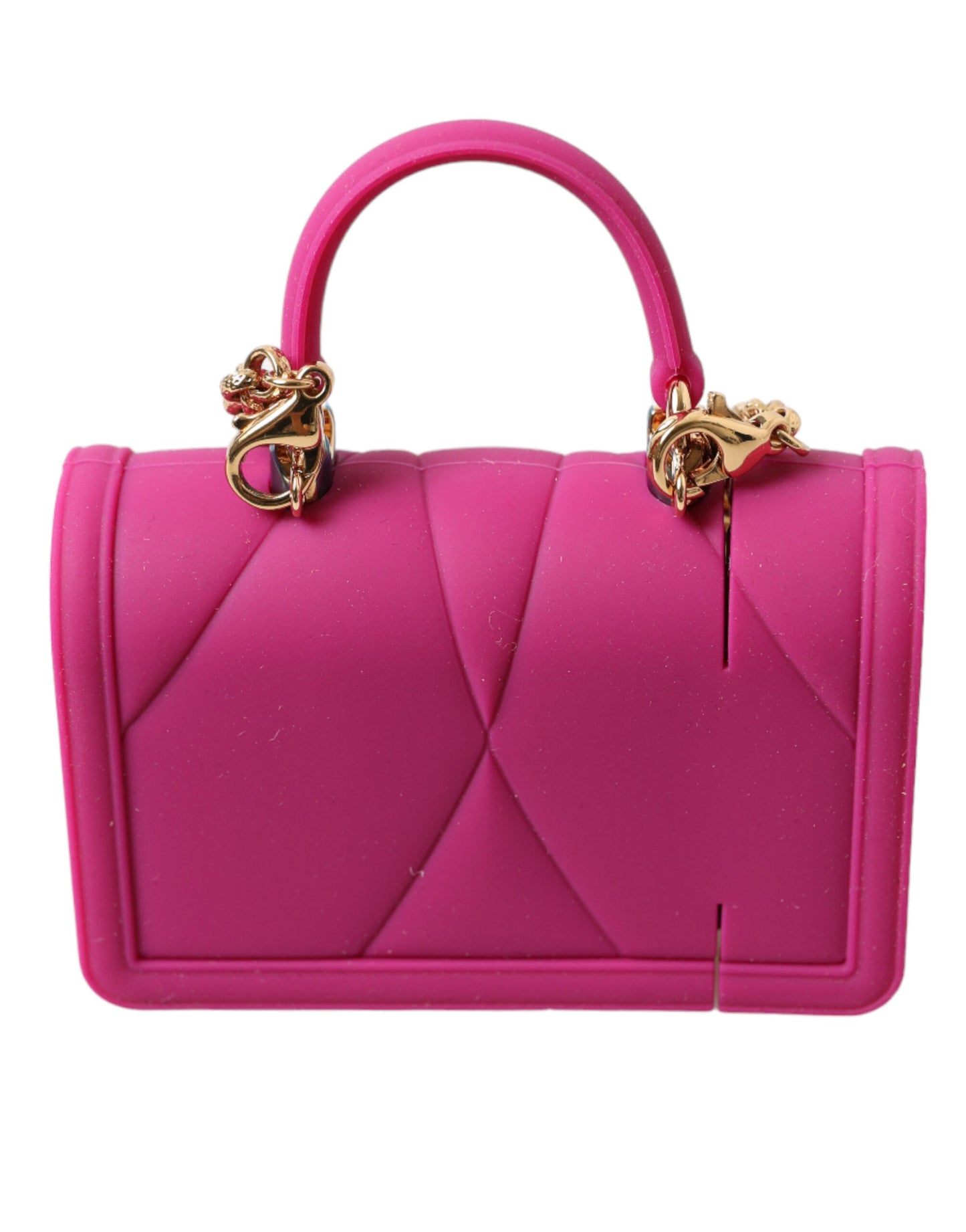 Dolce &amp; Gabbana Pink Silicone Devotion Heart Bag Gold Chain Airpods Case