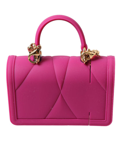 Dolce &amp; Gabbana Pink Silicone Devotion Heart Bag Gold Chain Airpods Case