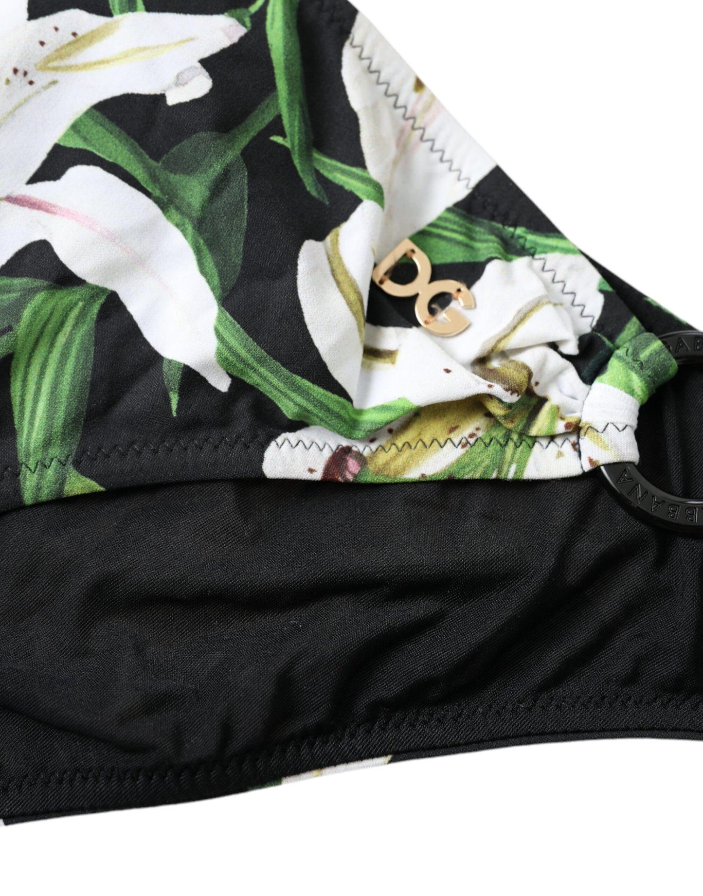 Dolce &amp; Gabbana Black Lily Print Swimwear Bottom Beachwear Bikini