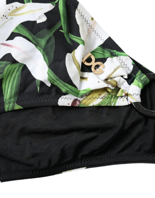 Dolce &amp; Gabbana Black Lily Print Swimwear Bottom Beachwear Bikini