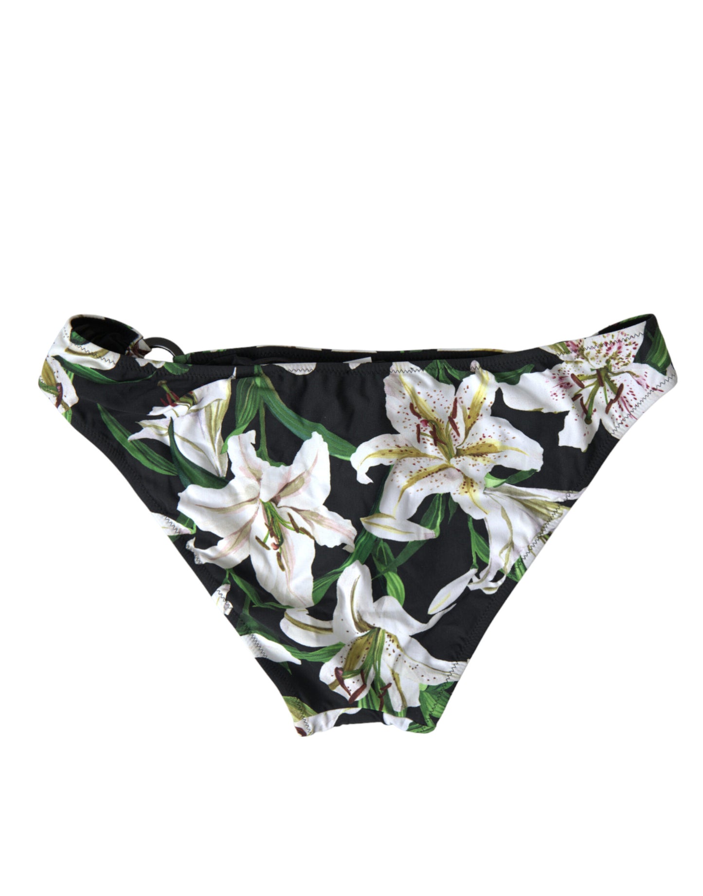 Dolce &amp; Gabbana Black Lily Print Swimwear Bottom Beachwear Bikini