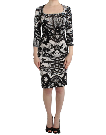 Cavalli – Schwarzes Etuikleid mit Print