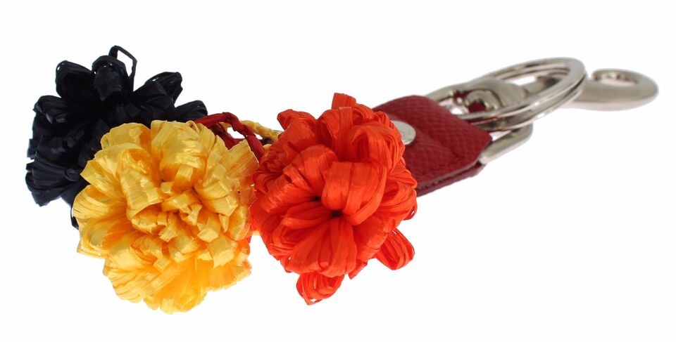 Dolce &amp; Gabbana – Schlüsselanhänger mit mehrfarbiger Raffia-Lederkette und Verschlussfinder