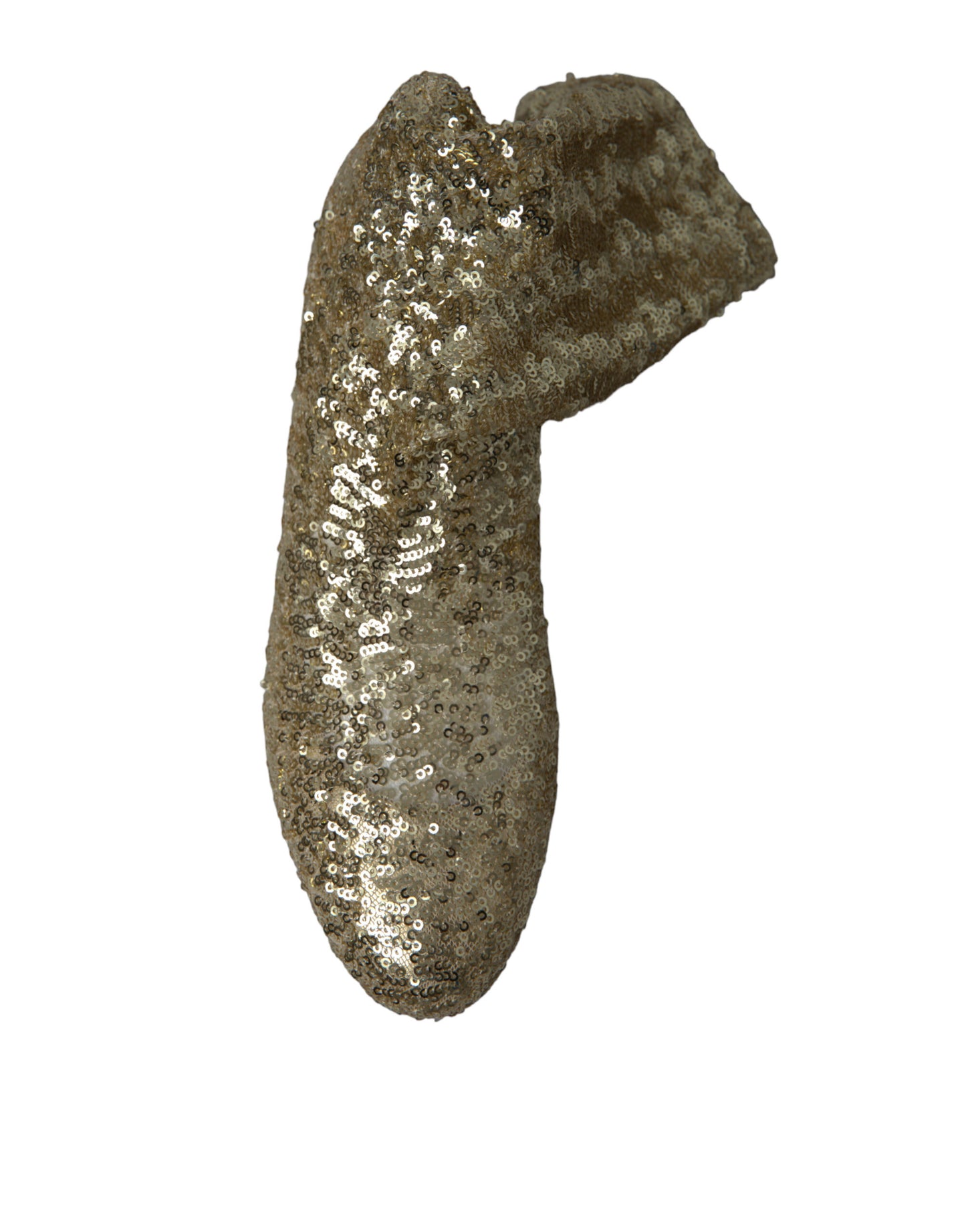 Dolce &amp; Gabbana Gold Sequined Short Boots Stretch Shoes