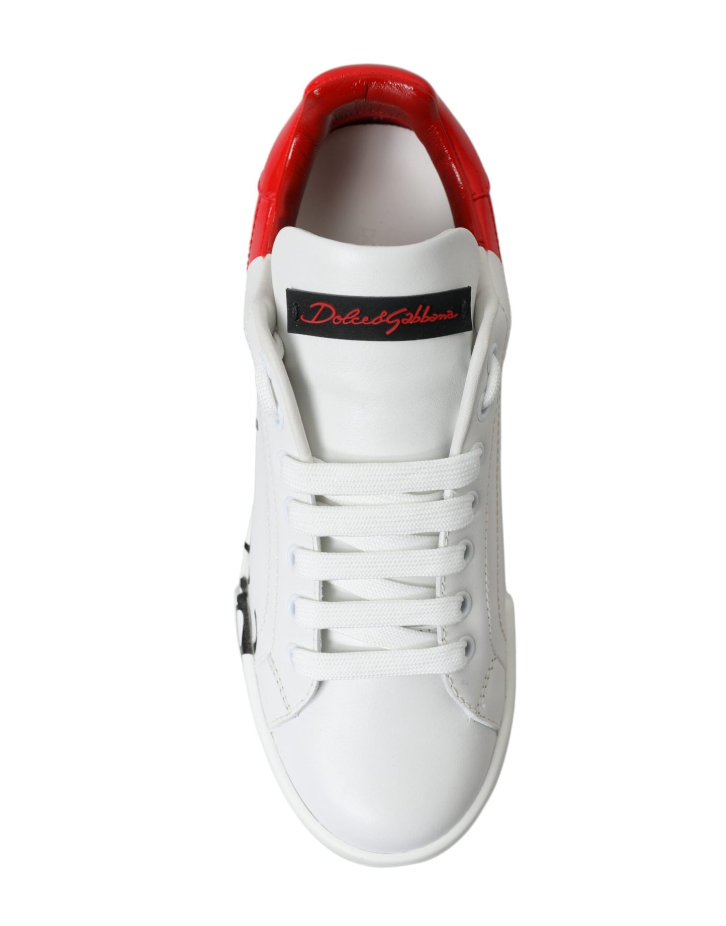 Dolce &amp; Gabbana Weiß Rot Schnürschuhe Damen Low Top Sneakers
