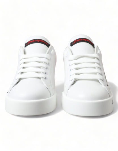 Dolce &amp; Gabbana Weiß Rot Schnürschuhe Damen Low Top Sneakers