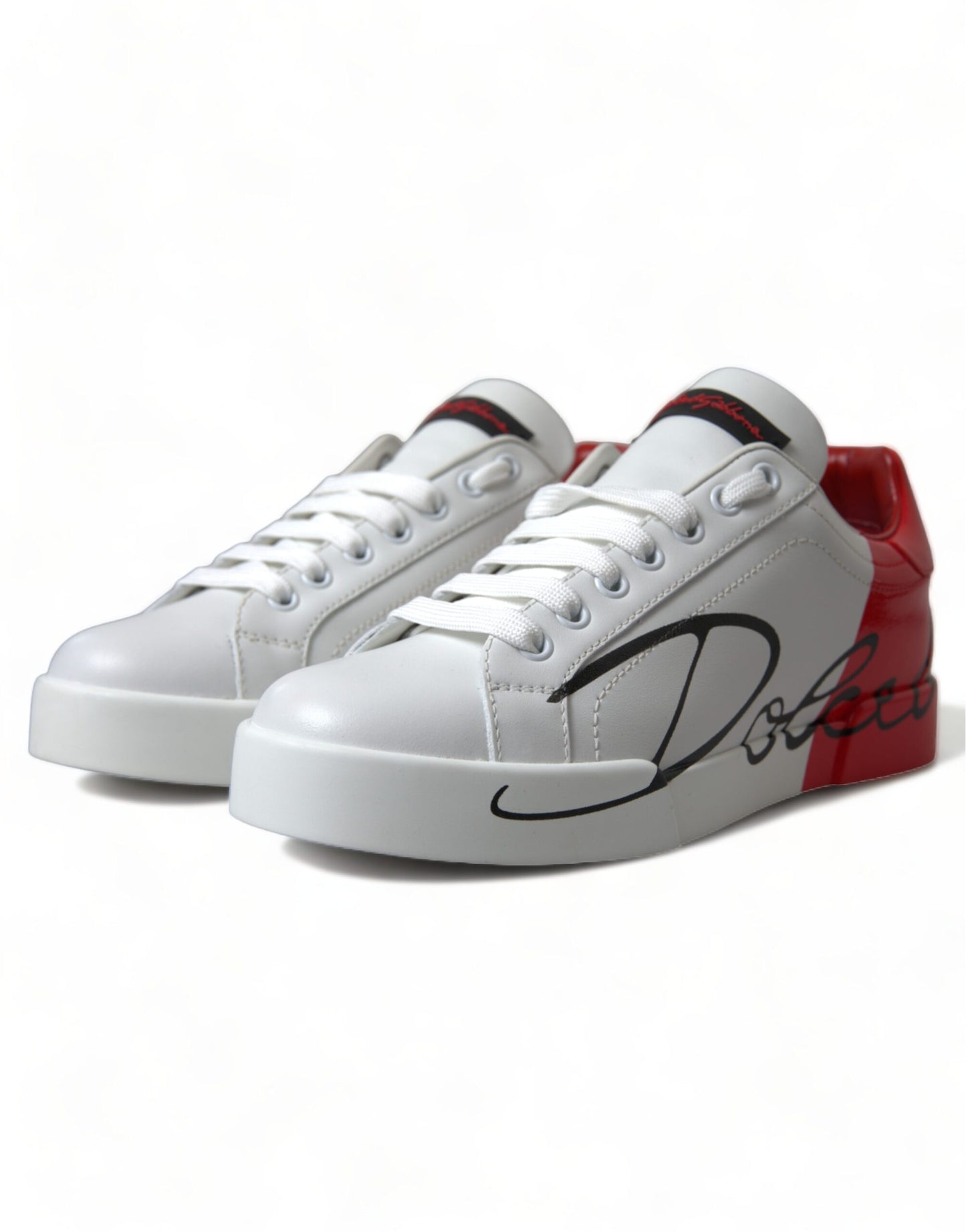 Dolce &amp; Gabbana Weiß Rot Schnürschuhe Damen Low Top Sneakers
