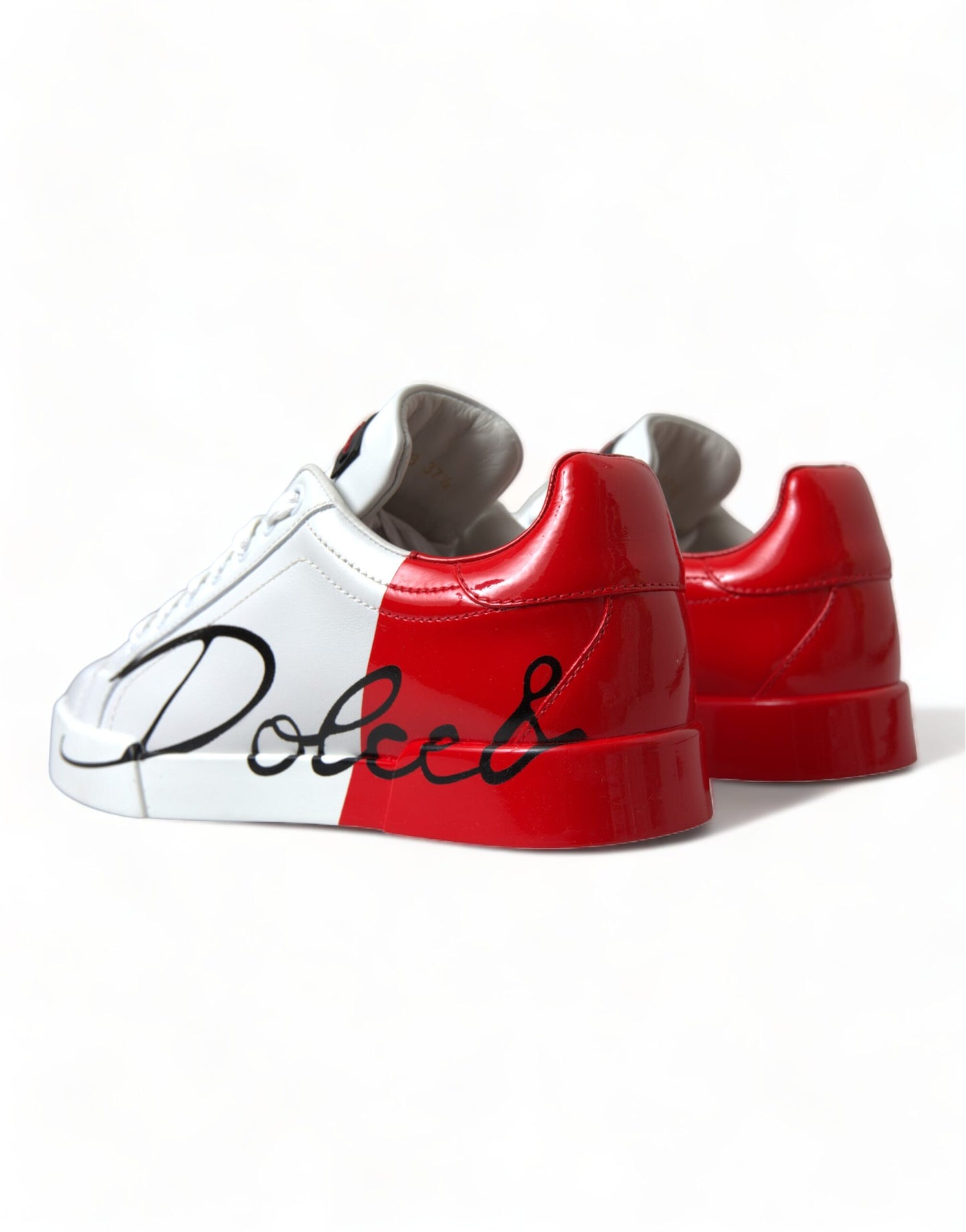 Dolce &amp; Gabbana Weiß Rot Schnürschuhe Damen Low Top Sneakers