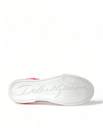 Dolce &amp; Gabbana Weiß Rot Schnürschuhe Damen Low Top Sneakers