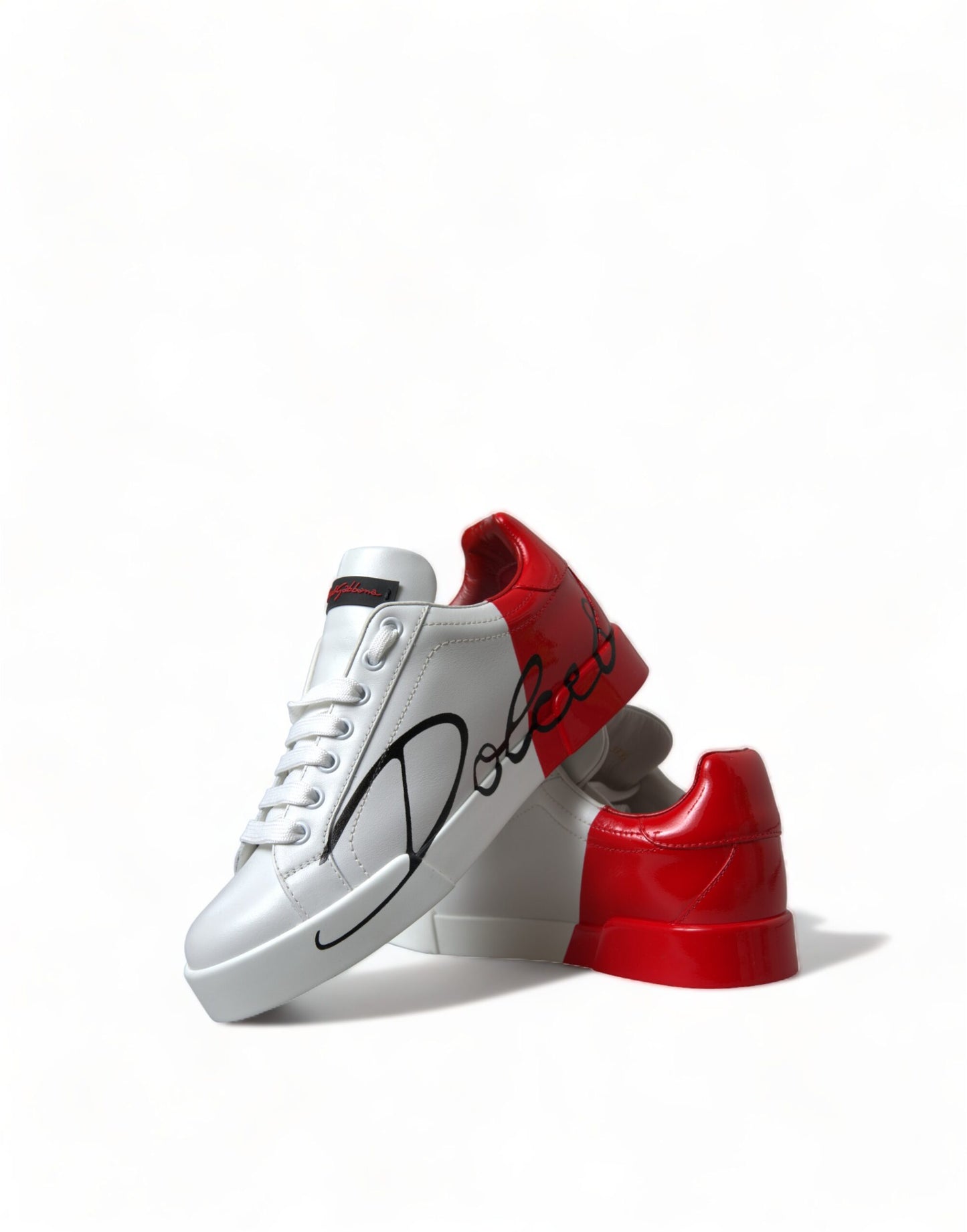 Dolce &amp; Gabbana Weiß Rot Schnürschuhe Damen Low Top Sneakers