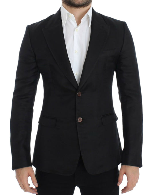 Dolce &amp; Gabbana – Schwarzer Slim-Fit-Blazer aus Seide