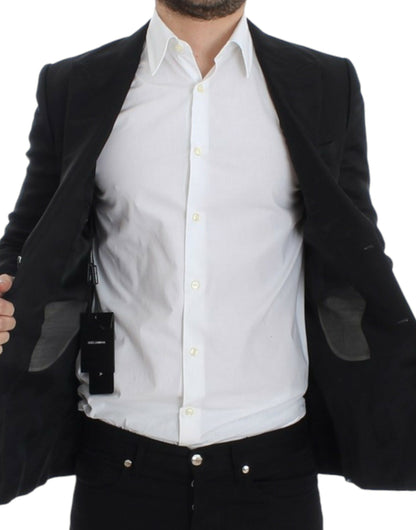 Dolce &amp; Gabbana – Schwarzer Slim-Fit-Blazer aus Seide