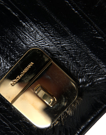 Dolce &amp; Gabbana Schwarze Schultertasche aus Aalleder mit Dokumenten-Organizer