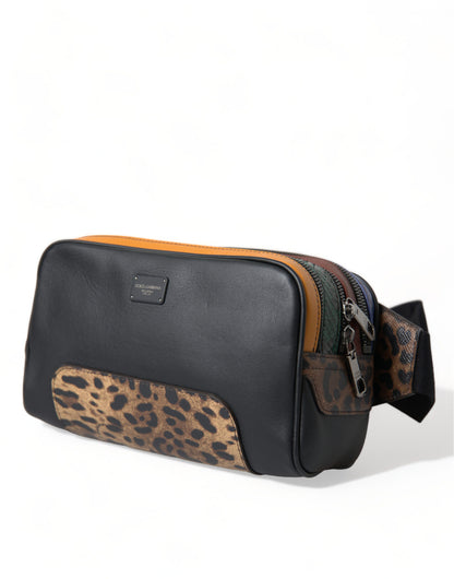 Dolce &amp; Gabbana Black Exotic Leather Logo Belt Waist Fanny Pack Bag