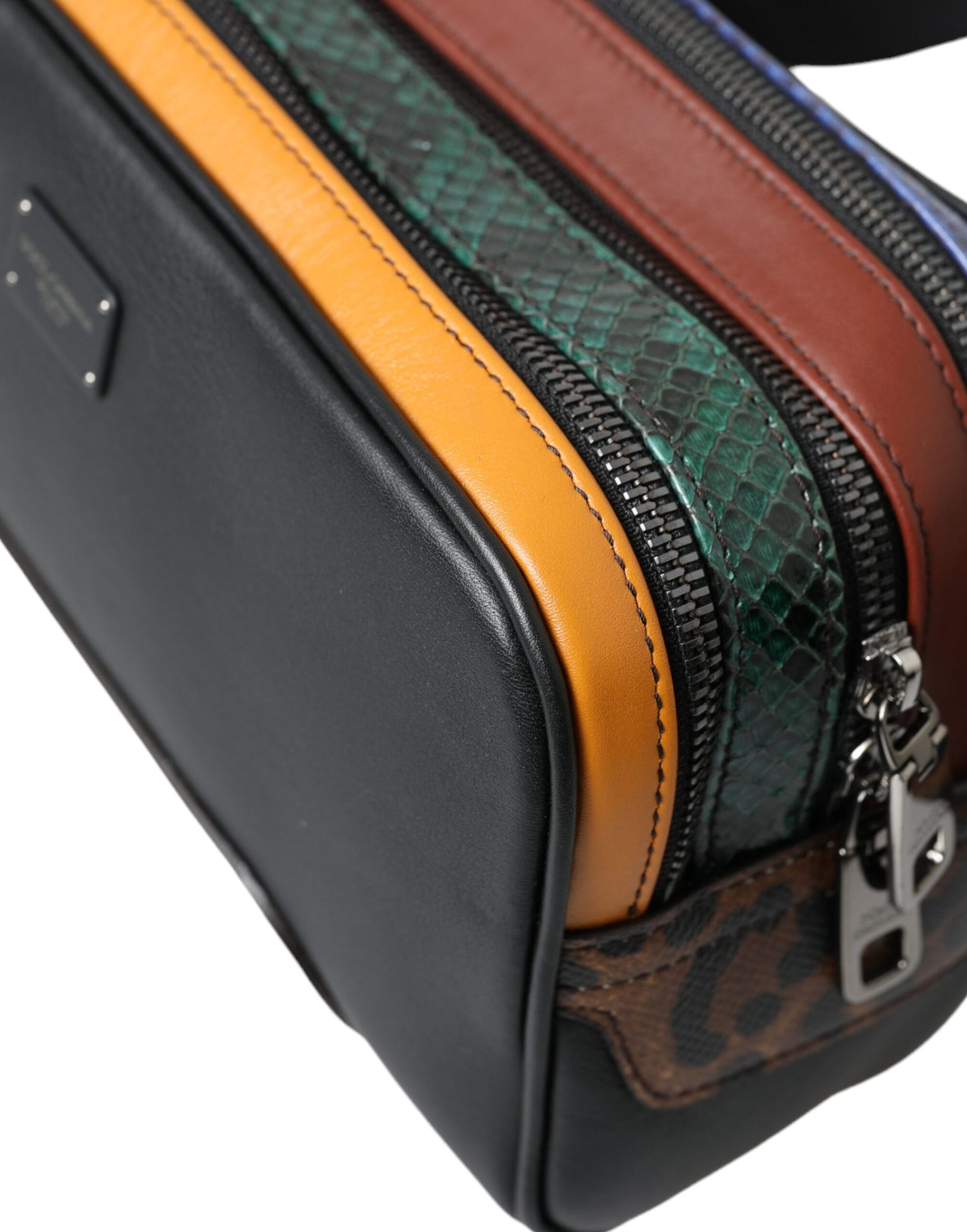 Dolce &amp; Gabbana Black Exotic Leather Logo Belt Waist Fanny Pack Bag