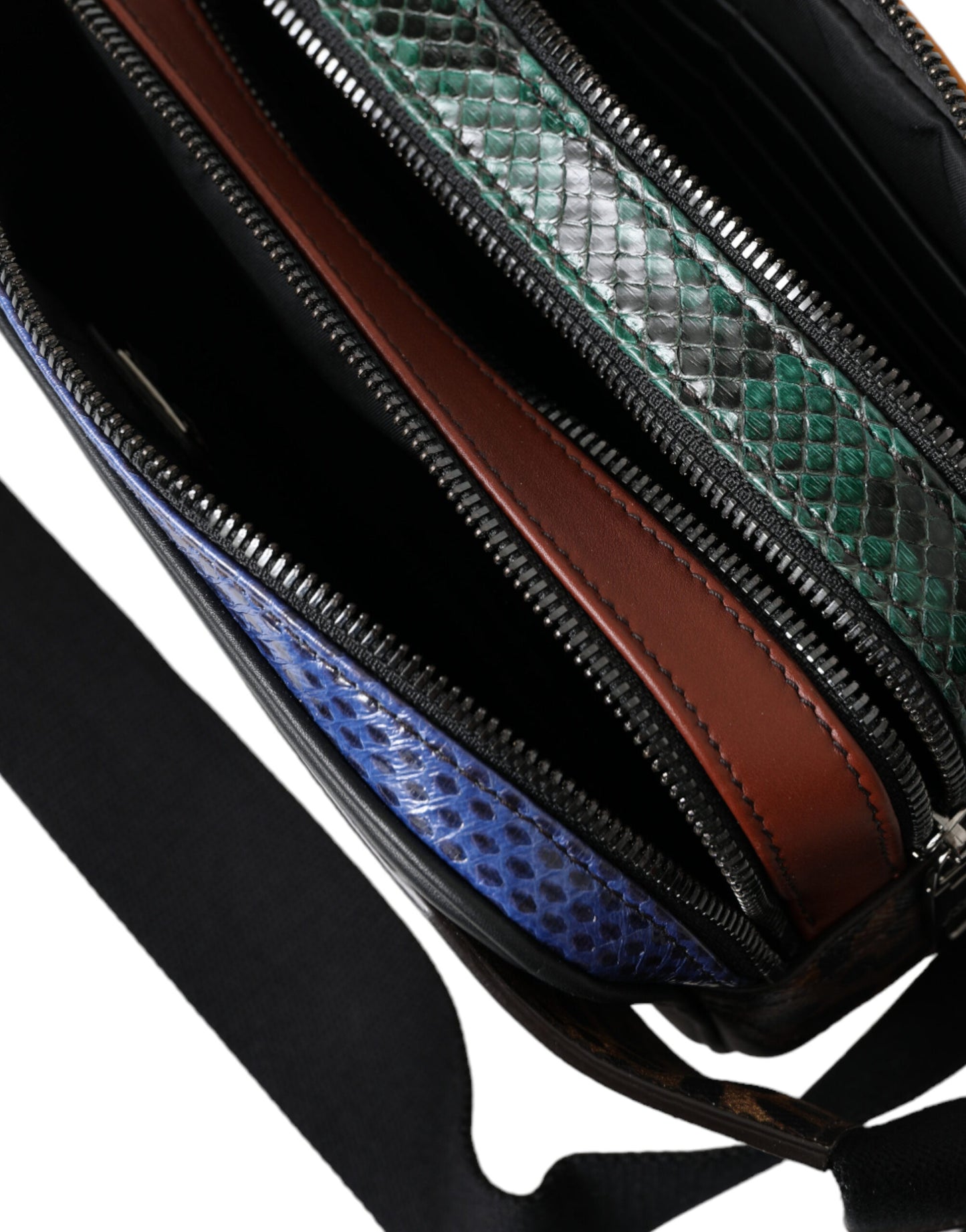 Dolce &amp; Gabbana Black Exotic Leather Logo Belt Waist Fanny Pack Bag