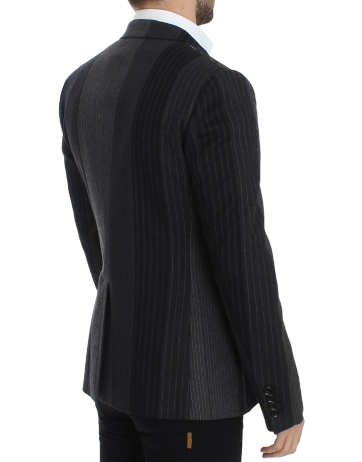 Dolce &amp; Gabbana Grau gestreifter Wollstretch-Blazer