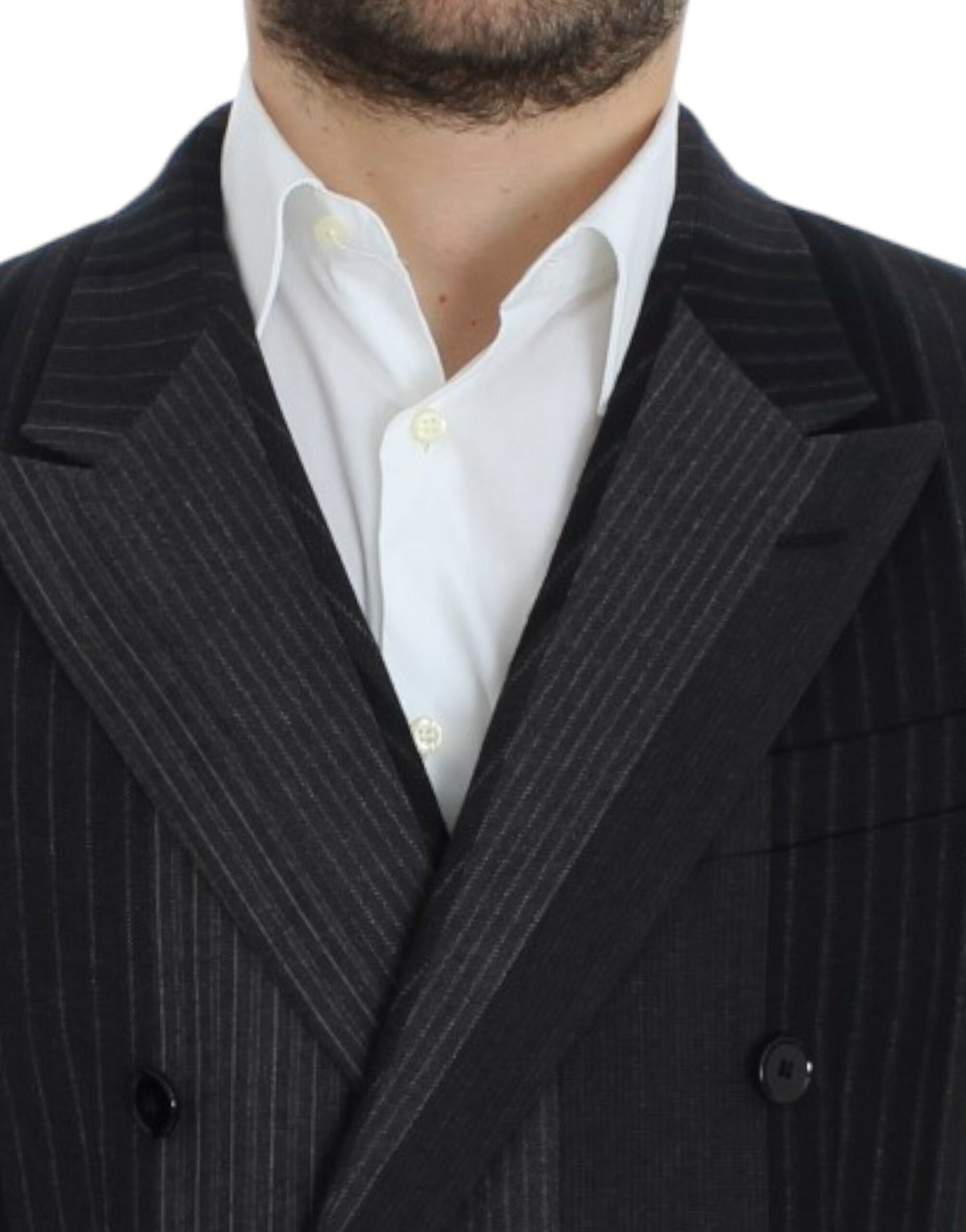 Dolce &amp; Gabbana Grau gestreifter Wollstretch-Blazer