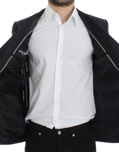 Dolce &amp; Gabbana Grau gestreifter Wollstretch-Blazer