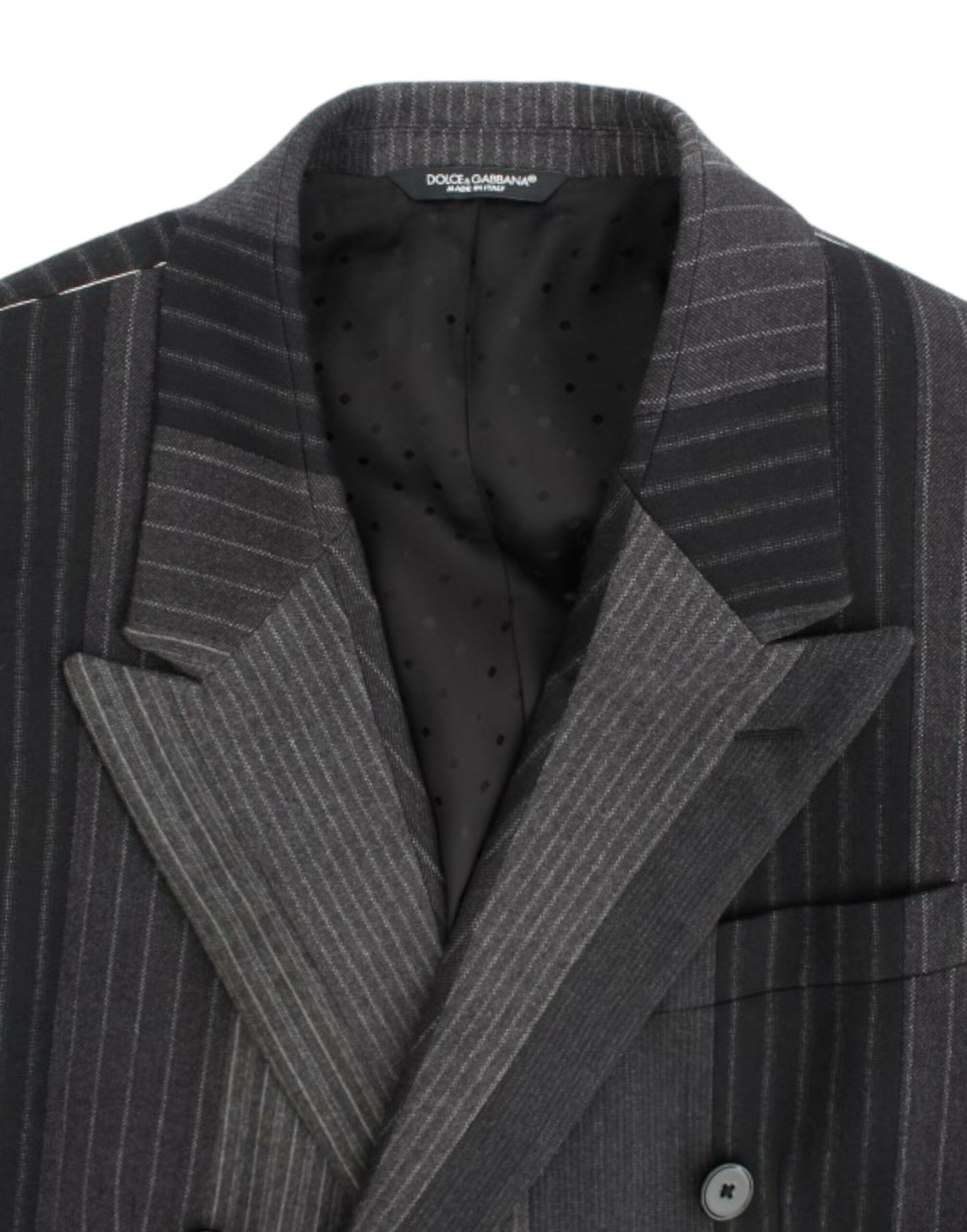 Dolce &amp; Gabbana Grau gestreifter Wollstretch-Blazer