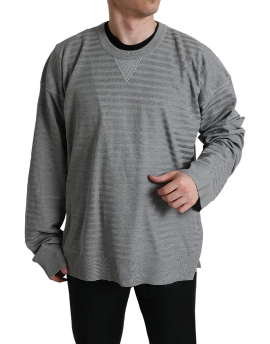 Dolce &amp; Gabbana Grauer Pullover mit Rundhalsausschnitt aus Seide
