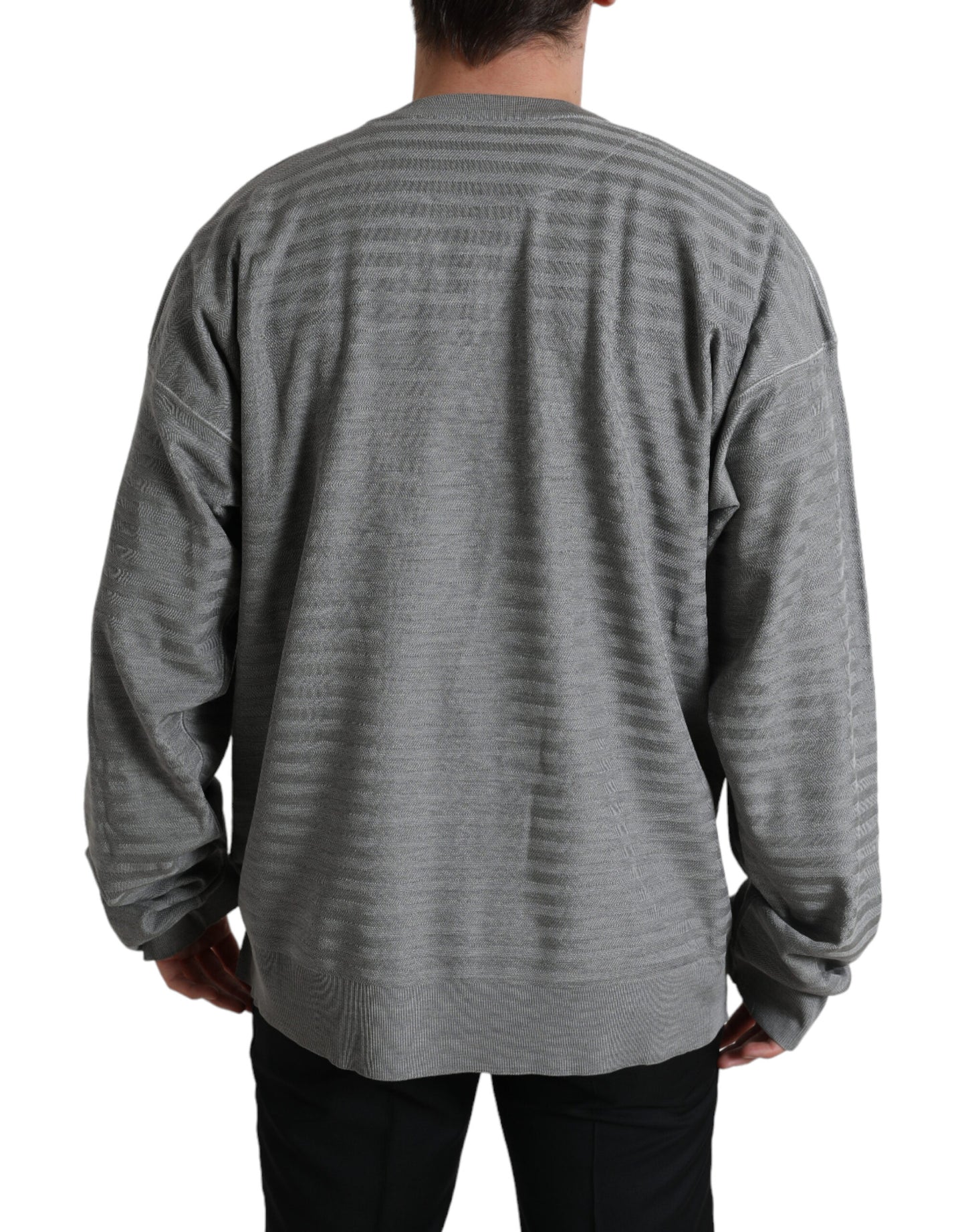 Dolce &amp; Gabbana Grauer Pullover mit Rundhalsausschnitt aus Seide