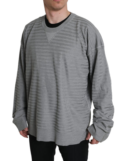 Dolce &amp; Gabbana Grauer Pullover mit Rundhalsausschnitt aus Seide