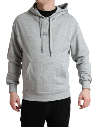 Dolce &amp; Gabbana Graues Baumwoll-Sweatshirt mit Logo und Kapuze