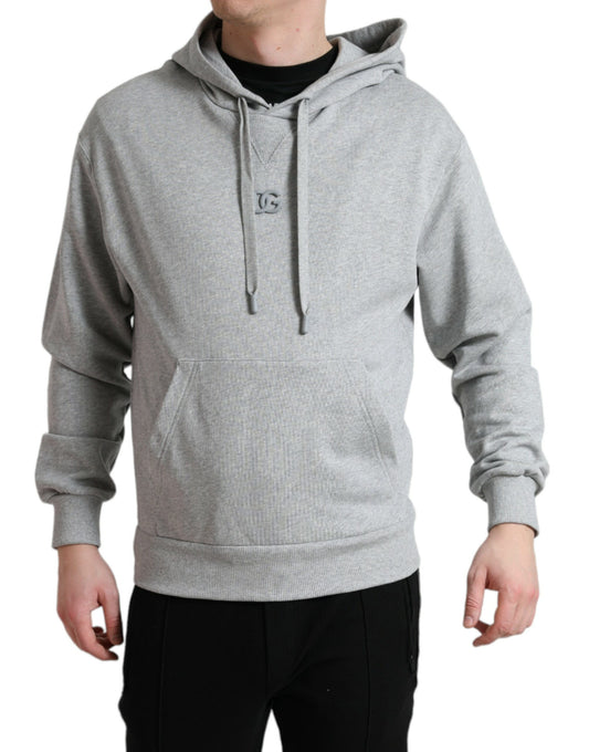 Dolce &amp; Gabbana Graues Baumwoll-Sweatshirt mit Logo und Kapuze