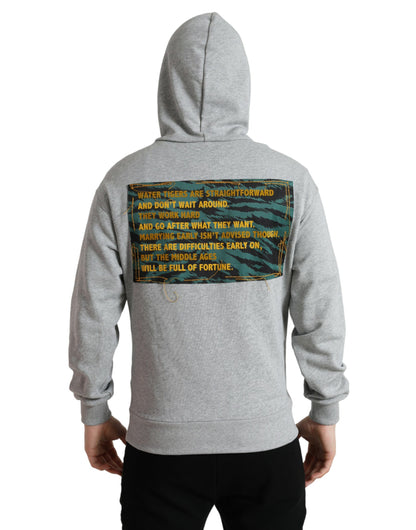 Dolce &amp; Gabbana Graues Baumwoll-Sweatshirt mit Logo und Kapuze