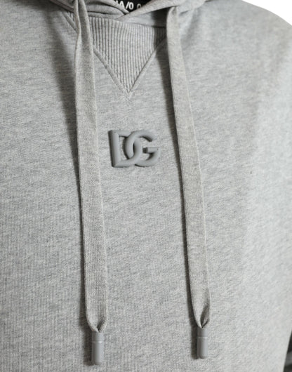 Dolce &amp; Gabbana Graues Baumwoll-Sweatshirt mit Logo und Kapuze