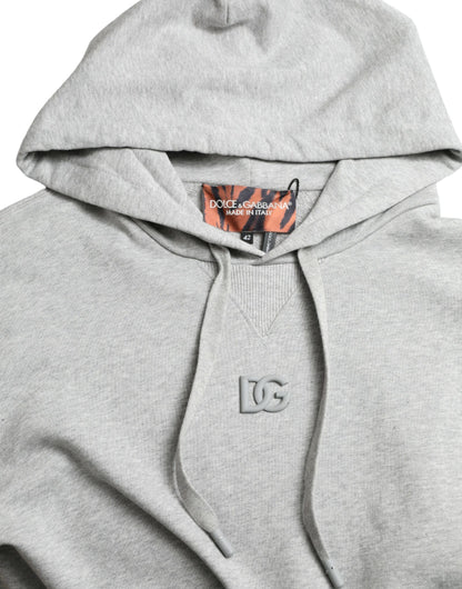 Dolce &amp; Gabbana Graues Baumwoll-Sweatshirt mit Logo und Kapuze