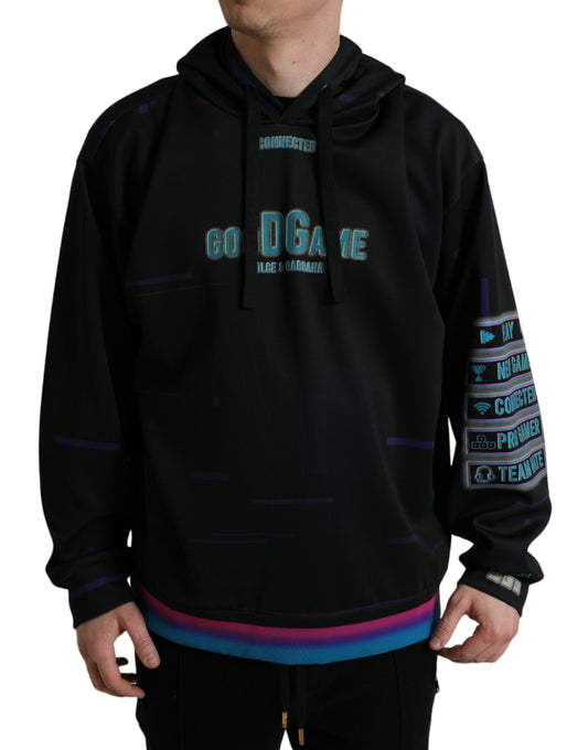 Dolce &amp; Gabbana – Schwarzes Kapuzensweatshirt mit Logo-Print